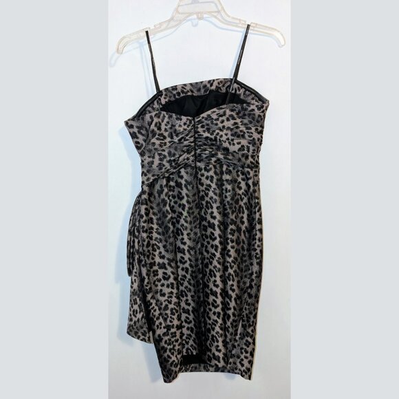 Vintage Silver Grey Cheetah Strapless Cocktail dress by Maggy London, Sz 6 - Picture 3 of 3